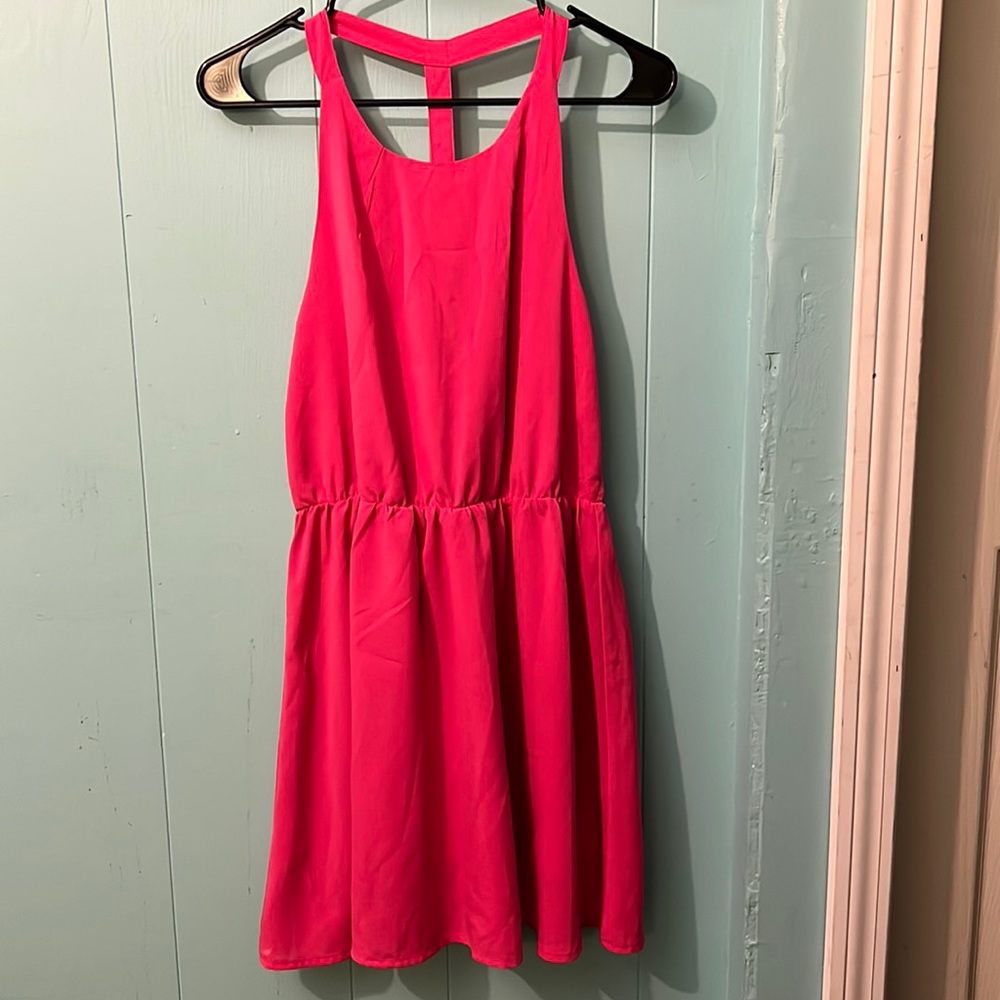 Bright pink sleeveless dress